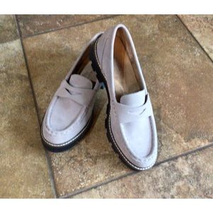 Taupe Suede Penny Loafers